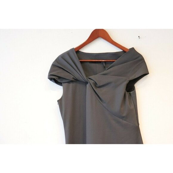 Helmut Lang Women's Size Large Gray Dress Asymmetrical Short Sleeve Stretch Mini - Picture 2 of 6